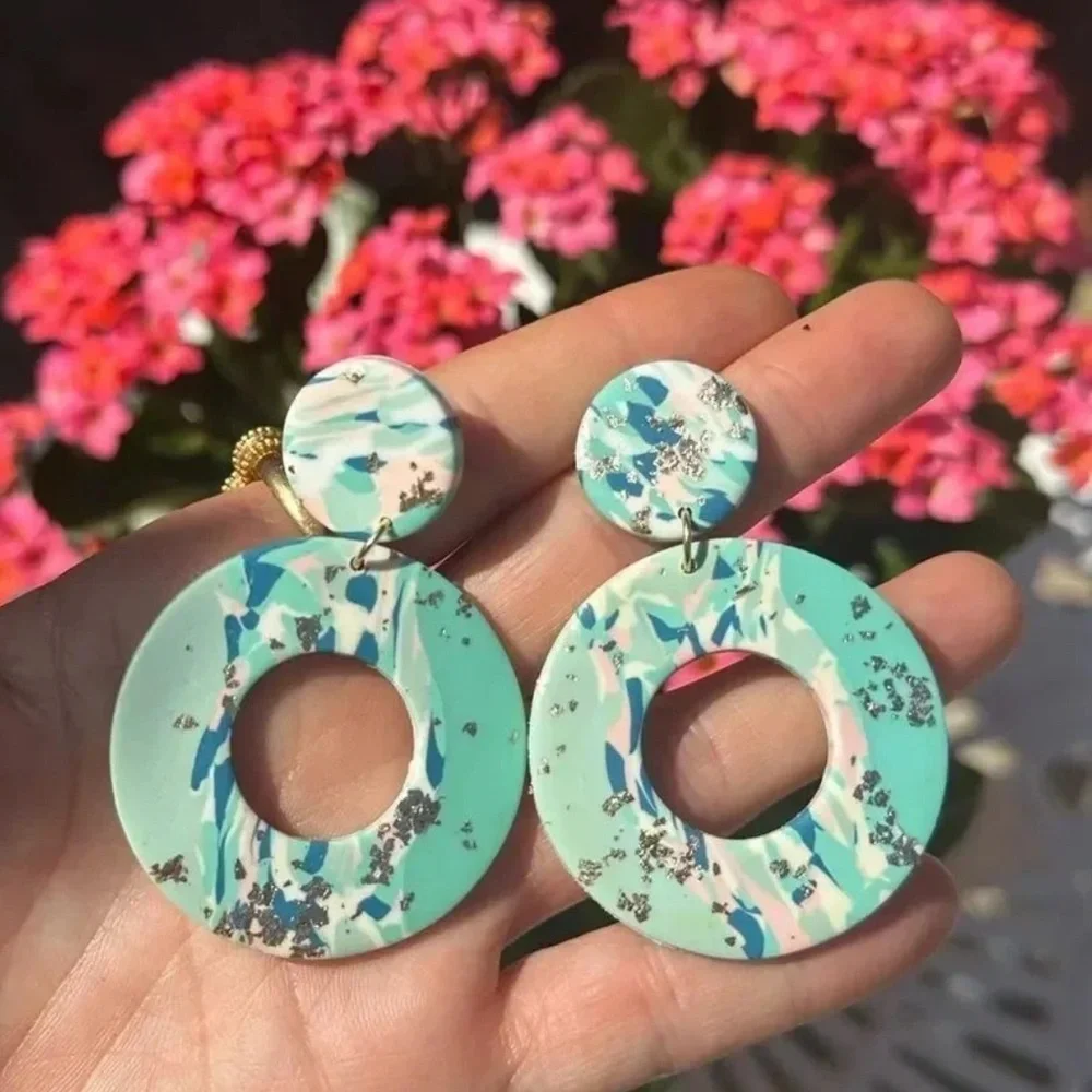 Gaze Marble Light Blue Earrings